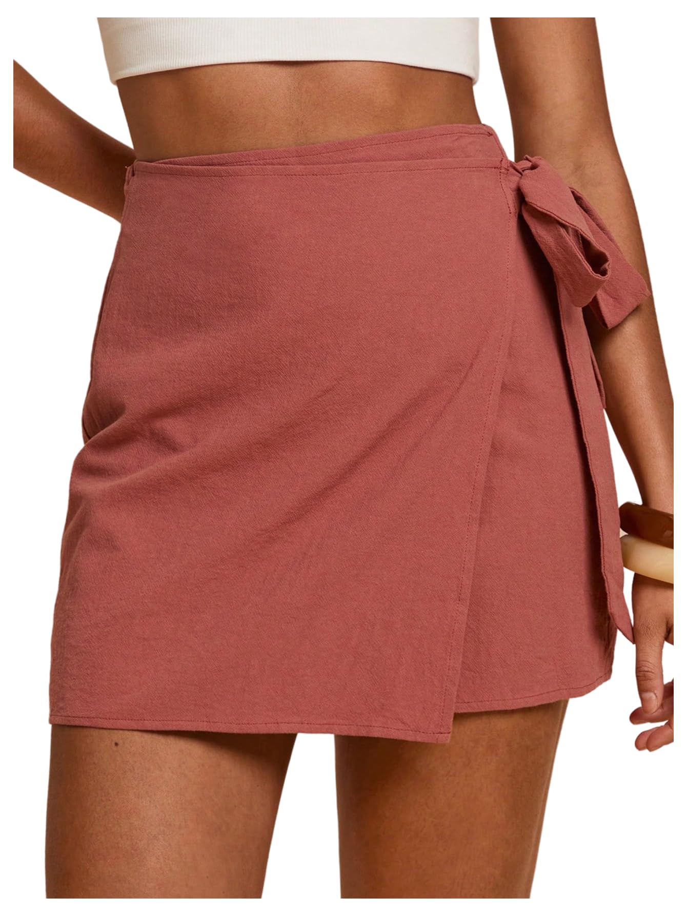 MAKEMECHIC Women's Summer Boho Wrap Mini Skirt Beach Vacation Short Skirts