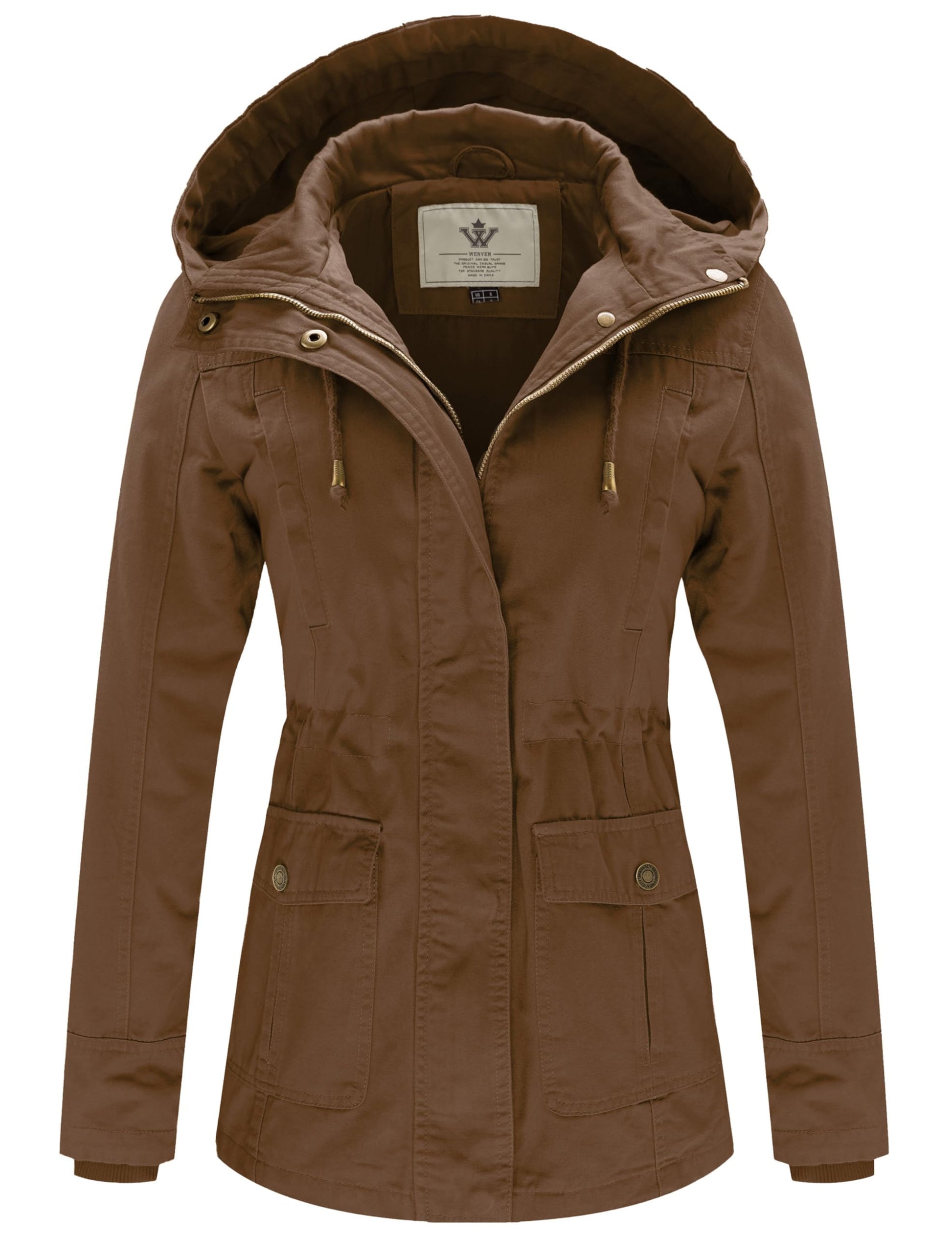 WenVen Women's Cotton Military Jacket Lightweight Casual Anorak Coat with Hood-32