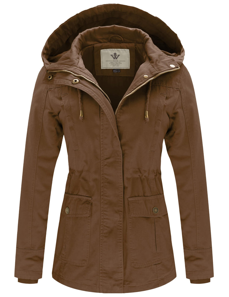 WenVen Women's Cotton Military Jacket Lightweight Casual Anorak Coat with Hood-15
