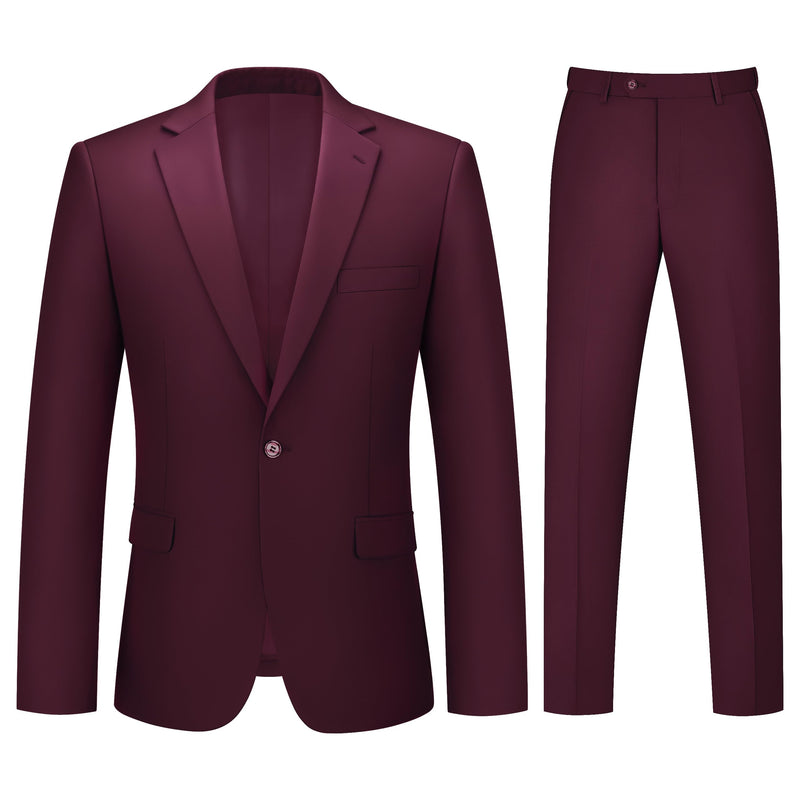 Mens Suit 2 Piece Suits for Men One Button Slim Fit Solid Jacket & Pants Tuxedo Set Business Wedding Party-32