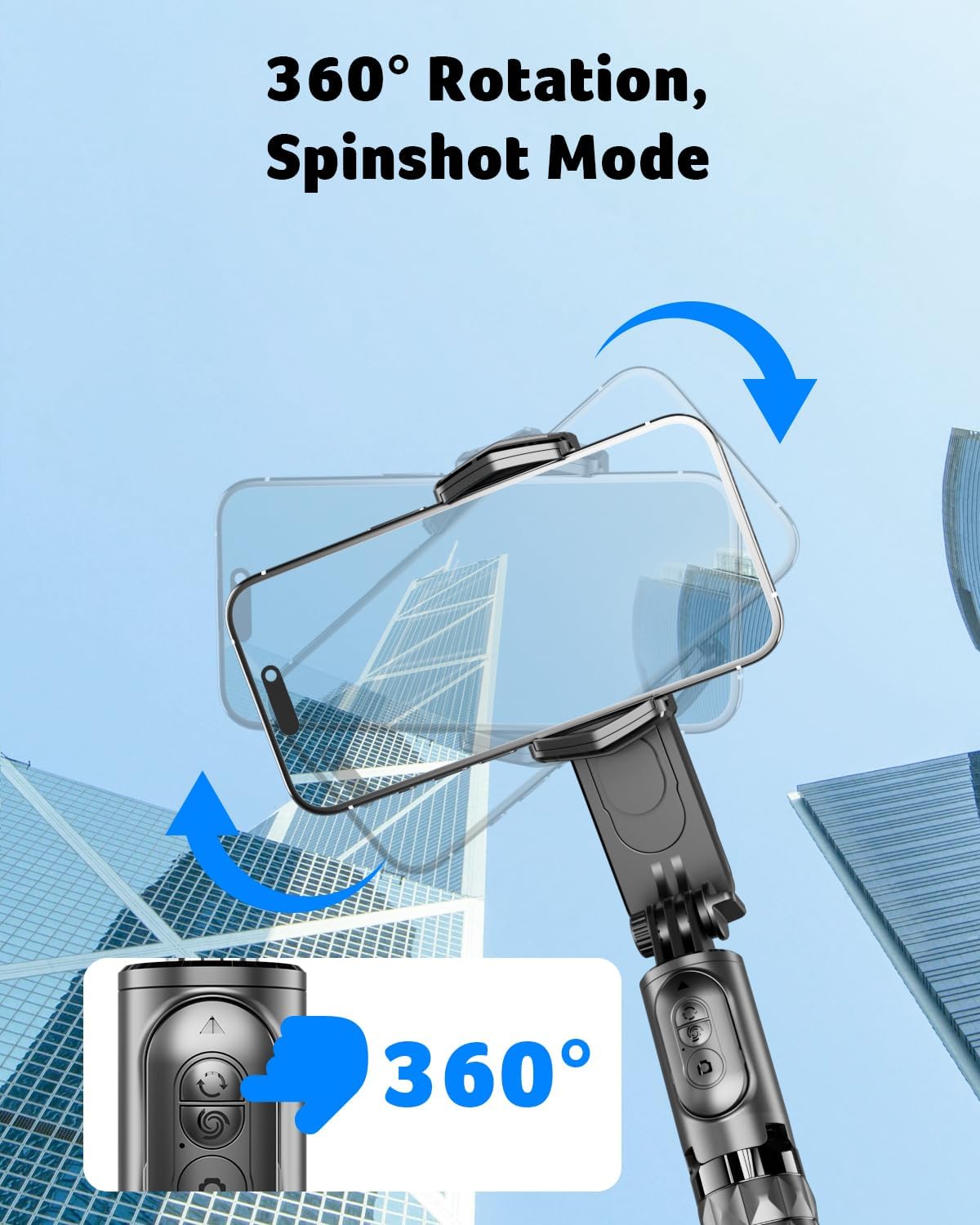 Acer Gadget Gimbal Stabilizer 1Axis for iPhone/Cell Phone/Smartphone/Android with Remote Control&Light, Portable Gimbal Tripod Auto Balance Handheld Selfie Stick for Video Recording, Live Streaming