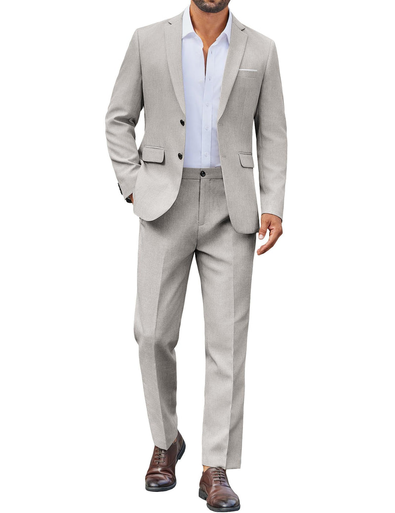 COOFANDY Mens Suit 2 Piece Suit Classic Fit Two Button Blazer Jacket Pants Set Business Wedding Party Suits for Men-13