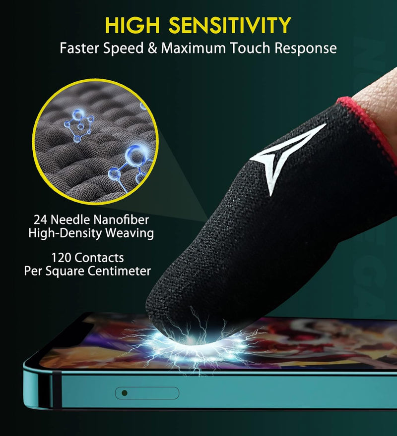 15 Pack 3 Colors E-Sports Light Model Gaming Finger Sleeves, 0.15mm Superconducting Nanofibers, Smooth Feel, Anti-Sweat, Extremely Thin, Fit All Touchscreen Devices