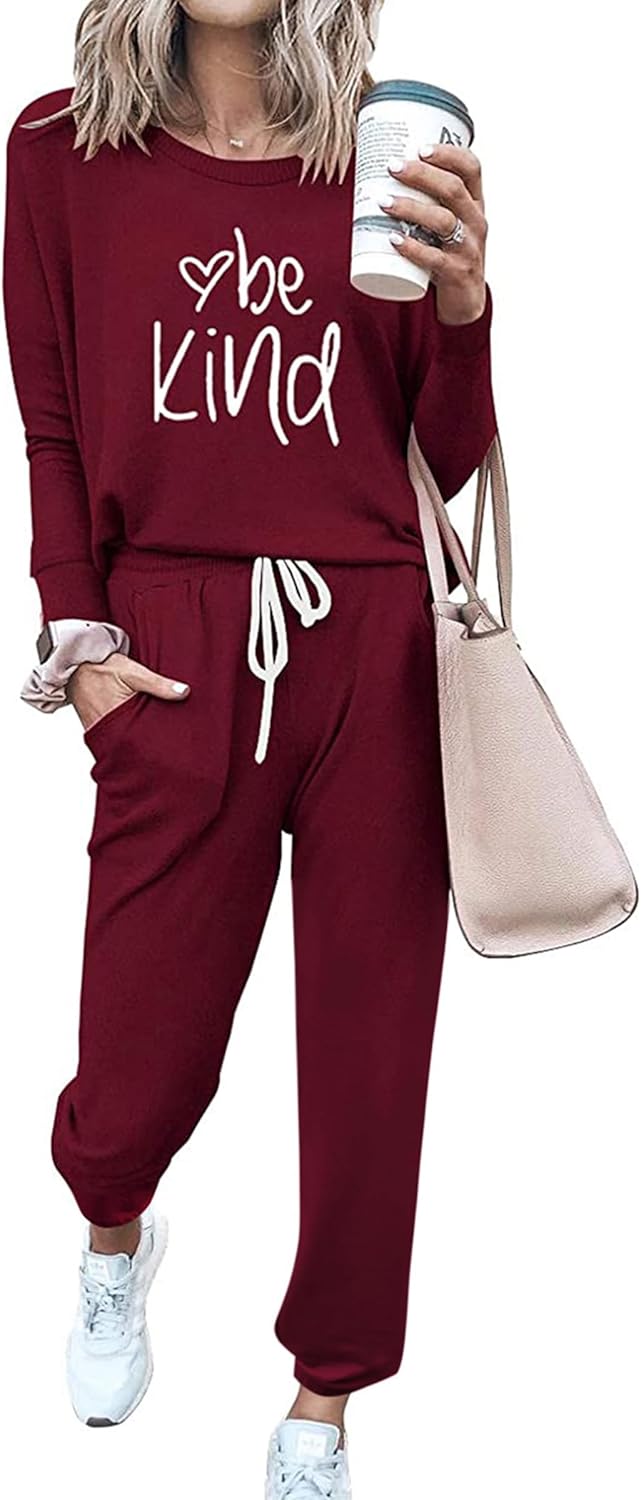 PRETTYGARDEN Women Fall 2 Piece Lounge Outfit Long Sleeve Tops High Waisted Jogger Pants Set Spring Travel Clothes Tracksuit-100