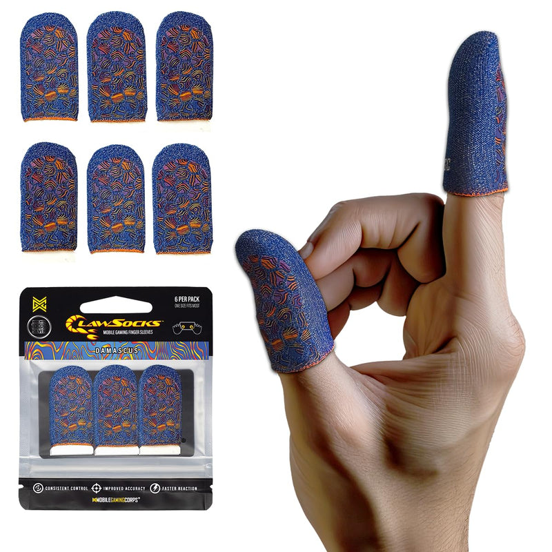 MGC ClawSocks 6 Pack Carbon, Gamer Finger & Thumb Sleeves, Mobile Gaming Stabilizer & Compression Support Black