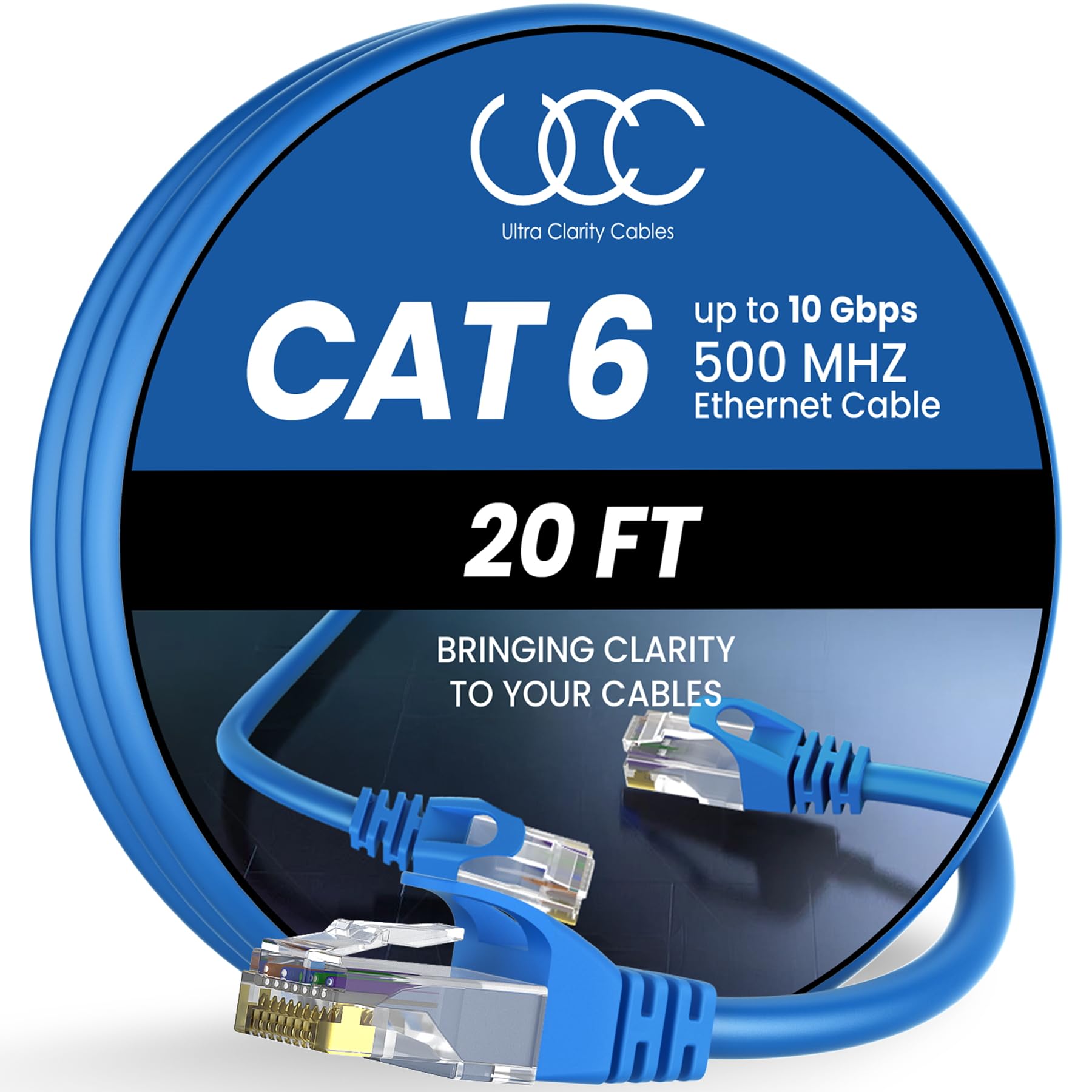 Ultra Clarity Cables Cat 6 Ethernet Cable 100 ft, Outdoor&Indoor 10Gbps Ethernet Cable, High Speed Cat6 Cable RJ45 LAN Internet Cable for Computer, Router, Modem, PS4/5, Xbox, Gaming - Black