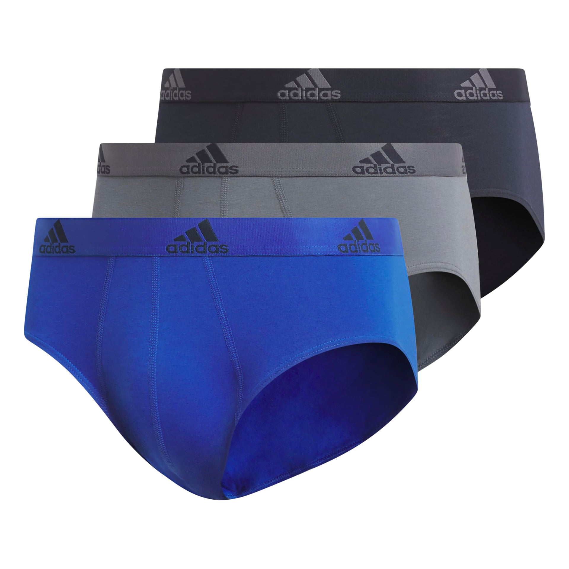 adidas mens Performance Stretch Cotton Brief Underwear (3-pack) Designed for Active Comfort and All Day Wear.