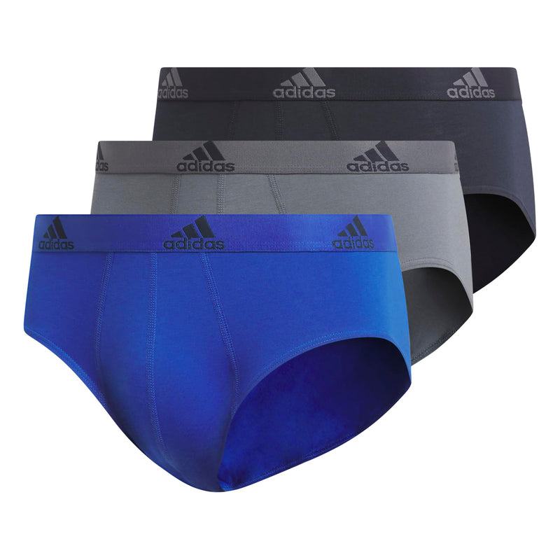 adidas mens Performance Stretch Cotton Brief Underwear (3-pack) Designed for Active Comfort and All Day Wear.-3
