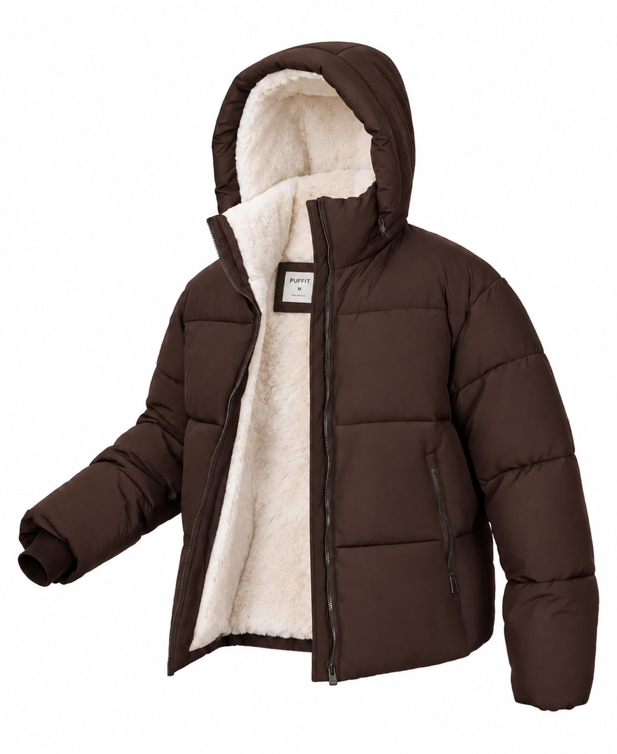 Women's Cropped Puffer Jacket with Faux Fur Lining Quilted Coat Winter