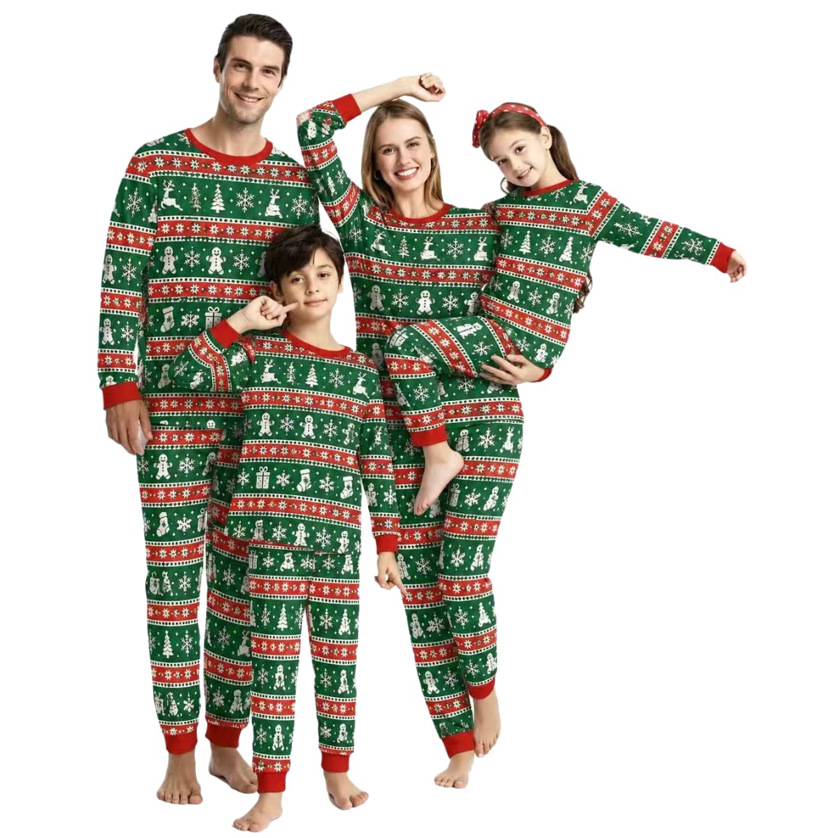 lohill Christmas Pajamas for Family, Womens Sanda Claus Snow Print Xmas Pjs Pajamas matching christmas pjs