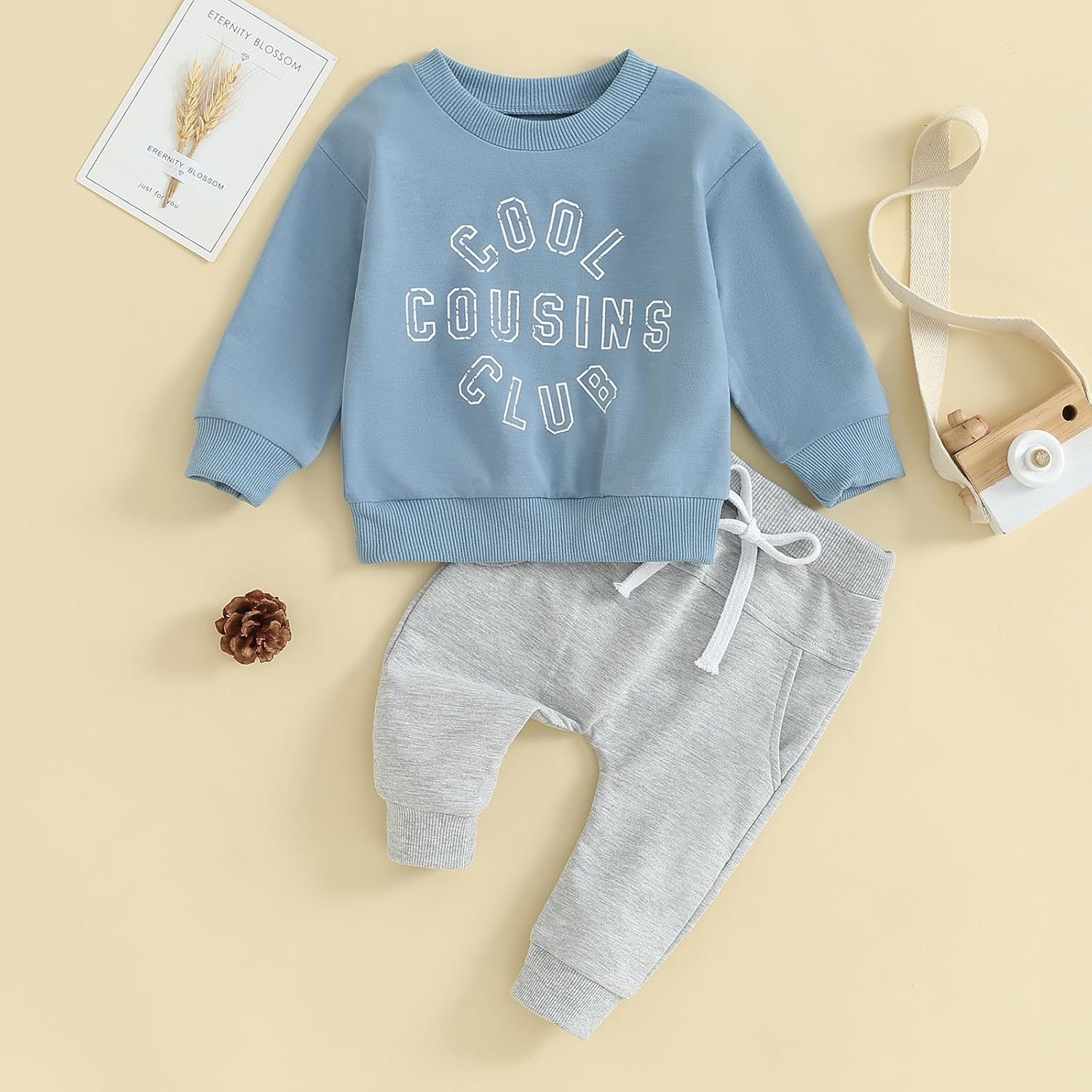 Toddler Boys Fall Outfits Cute Cousin Crew Neck Shirt Long Sleeve Baby Sweatshirts Long Pants Baby Winter Clothes