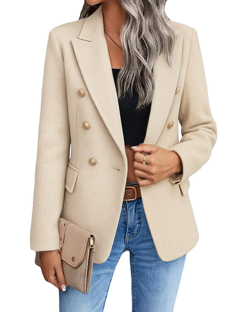 Mina Self 2026 Winter Women's Tweed Wool Blazer Jacket - Plaid Warm Fully Lined Fashion Business Casual Elegant Coat Pockets-56