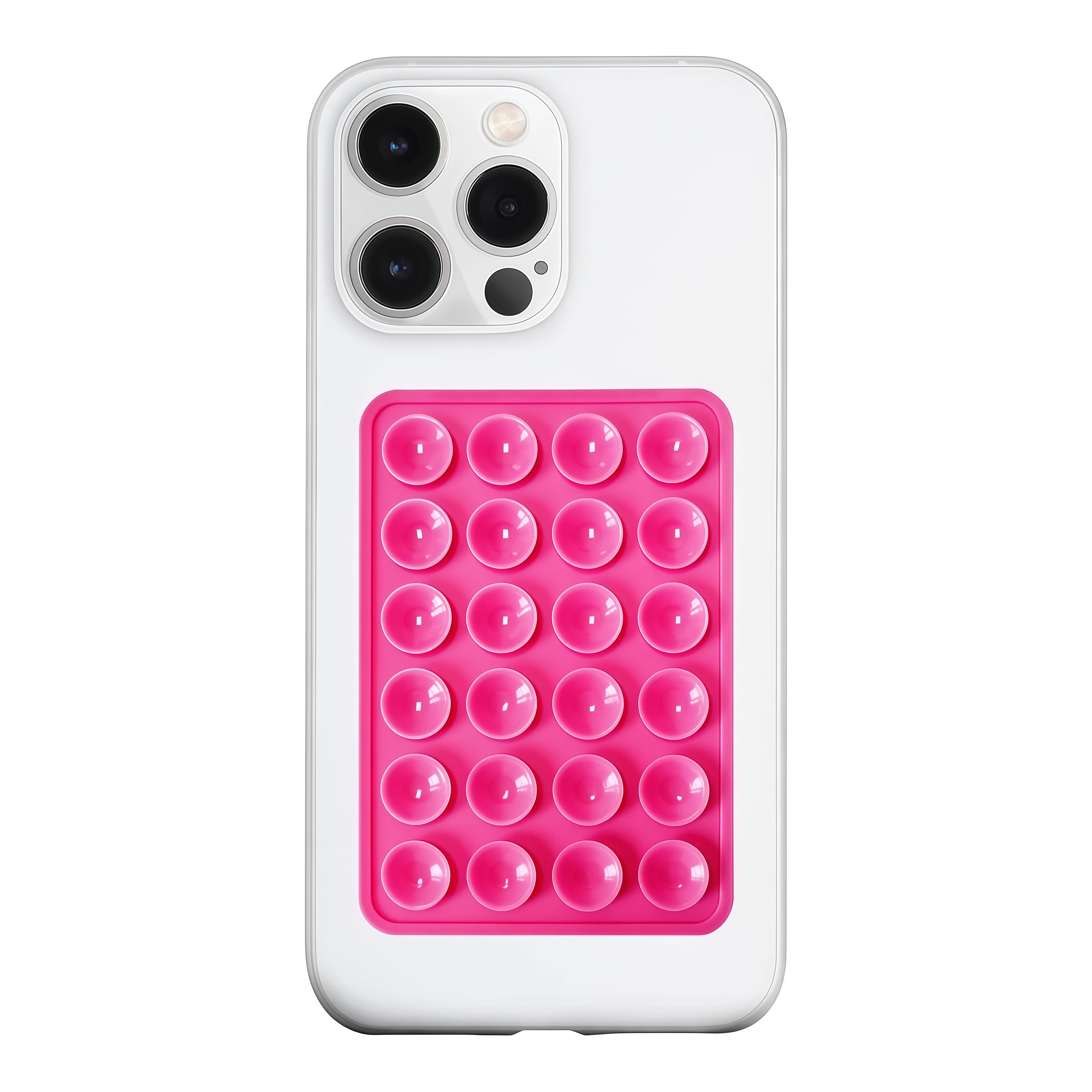 Silicone Suction Phone Case Mount, Silicon Adhesive Phone Accessory for Smartphones, Hands-Free Mirror Shower Phone Holder for Selfies, Tiktok Videos (Light Pink)