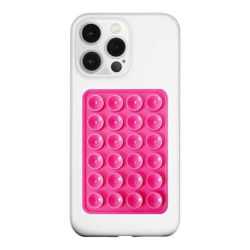Silicone Suction Phone Case Mount, Silicon Adhesive Phone Accessory for Smartphones, Hands-Free Mirror Shower Phone Holder for Selfies, Tiktok Videos (Light Pink)