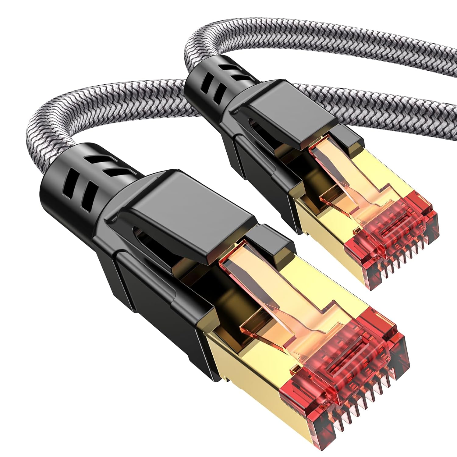 Cat 8 Ethernet Cable 15 ft, 40Gbps 2000Mhz High Speed Gigabit LAN Internet Cables,RJ45 Patch Cord Braided Round S/FTP Network Cable,for Smart Home,Office,Gaming,Modem, Router