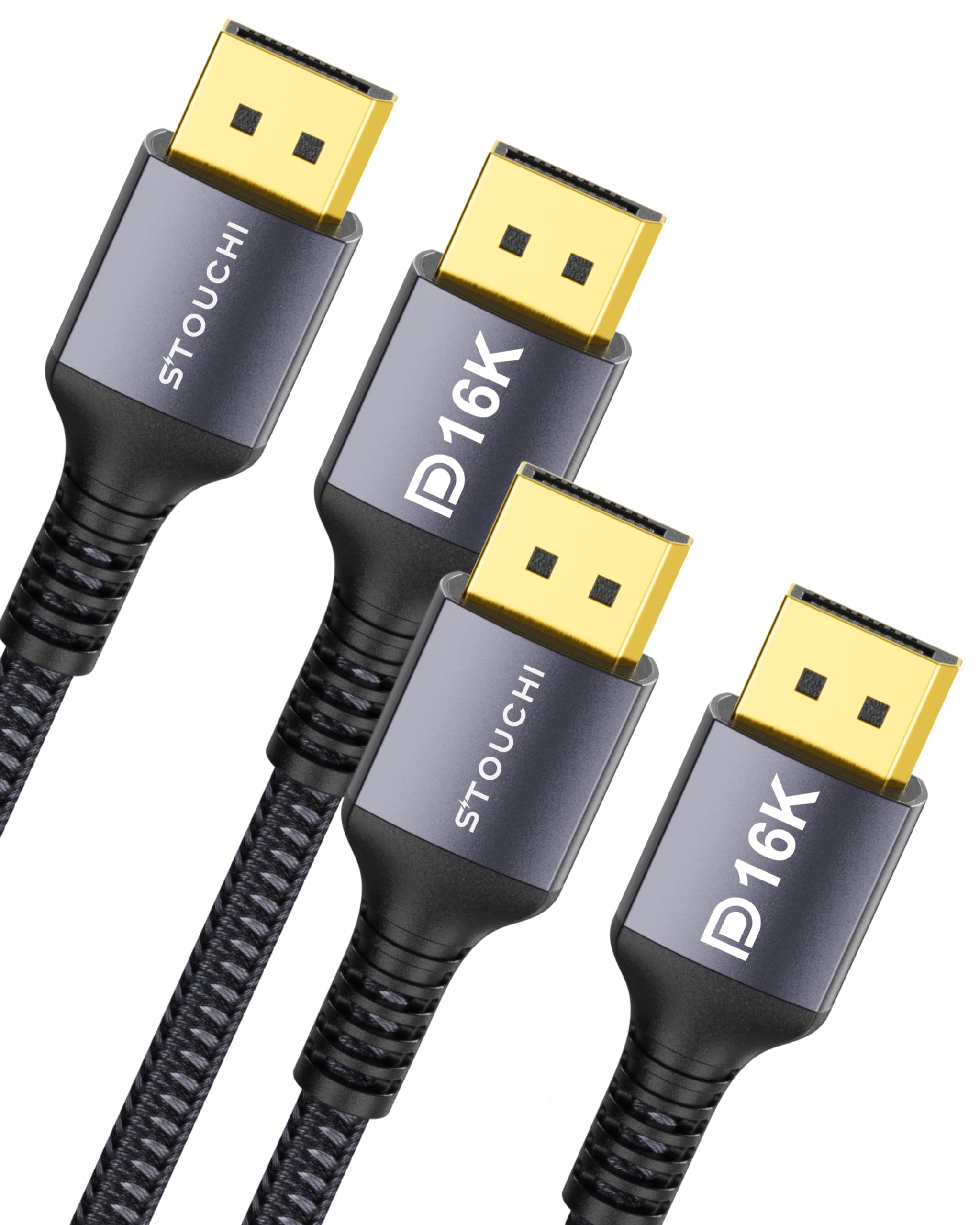 Stouchi VESA Certified DisplayPort 2.1 Cable 10FT/3M, 54Gbps UHBR13.5 [16K 8K 4K@240Hz] DP Cord, Support FreeSync G-Sync, DSC 1.2a, Snag-Free Connector for RTX 5090/4090, Gaming Monitor