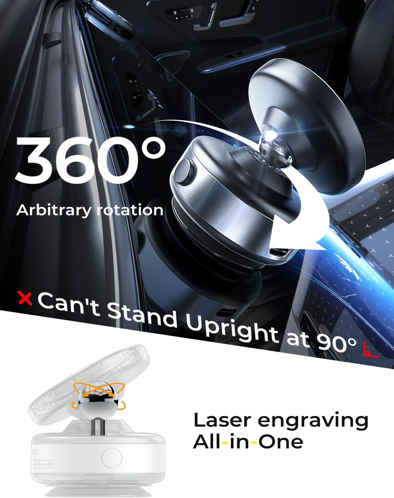 LISEN Suction Phone Mount, Content Creator Vlogging Portable Super Stable Electric Vacuum Magnetic Phone Holder, 360 Adjustable Travel Multi-Scene TikTok for iPhone 17 Pro Max Air 16e 16 15 Kits
