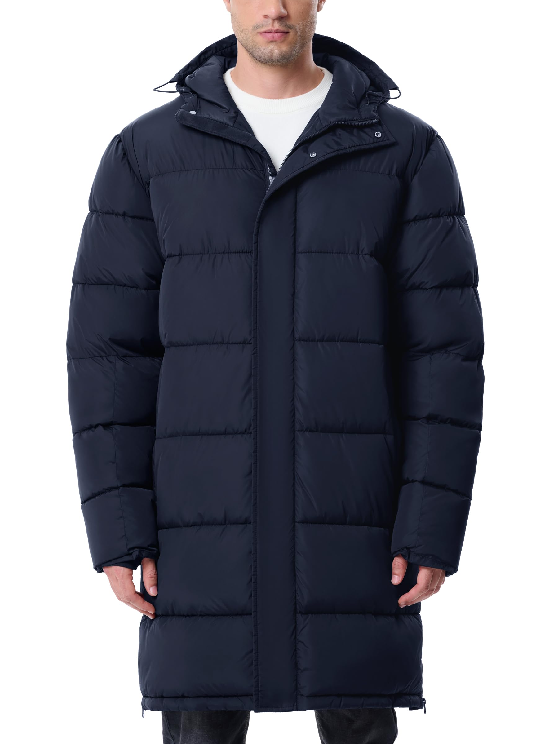 Mens Long Winter Coats Lightweight Puffer Jacket Warm Insulated Waterproof Winter Jacket With Hooded