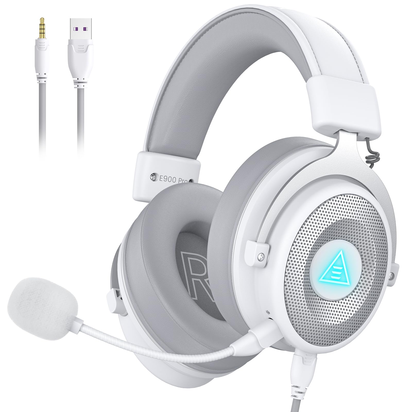 EKSA E900 Pro USB Gaming Headset for PC - Computer Headset with Detachable Noise Cancelling Mic, 7.1 Surround Sound, 50MM Driver - Headphones with Microphone for PS4/PS5, Xbox One, Laptop, Office