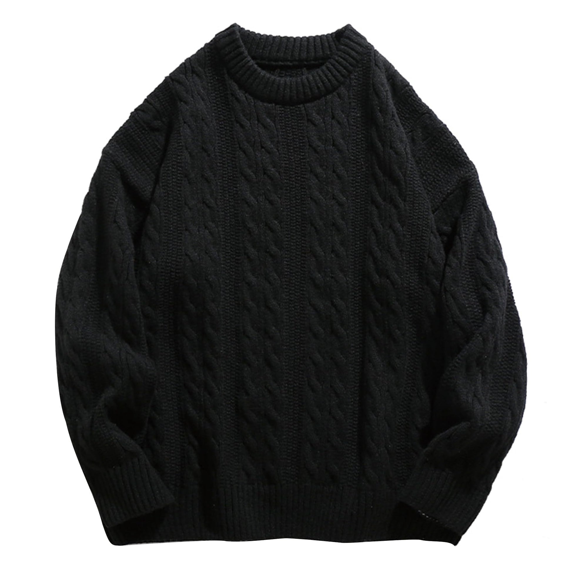 Mens Oversized Sweater Unisex Crewneck Cable Knit Sweater Pullover Aesthetic Streetwear Casual Sweaters Jumper-33
