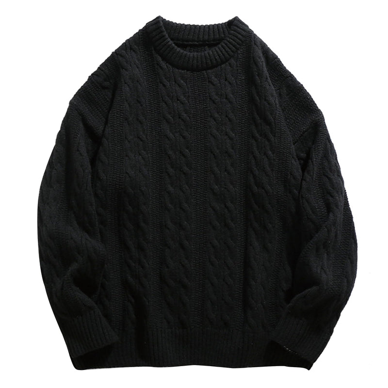 Mens Oversized Sweater Unisex Crewneck Cable Knit Sweater Pullover Aesthetic Streetwear Casual Sweaters Jumper-33