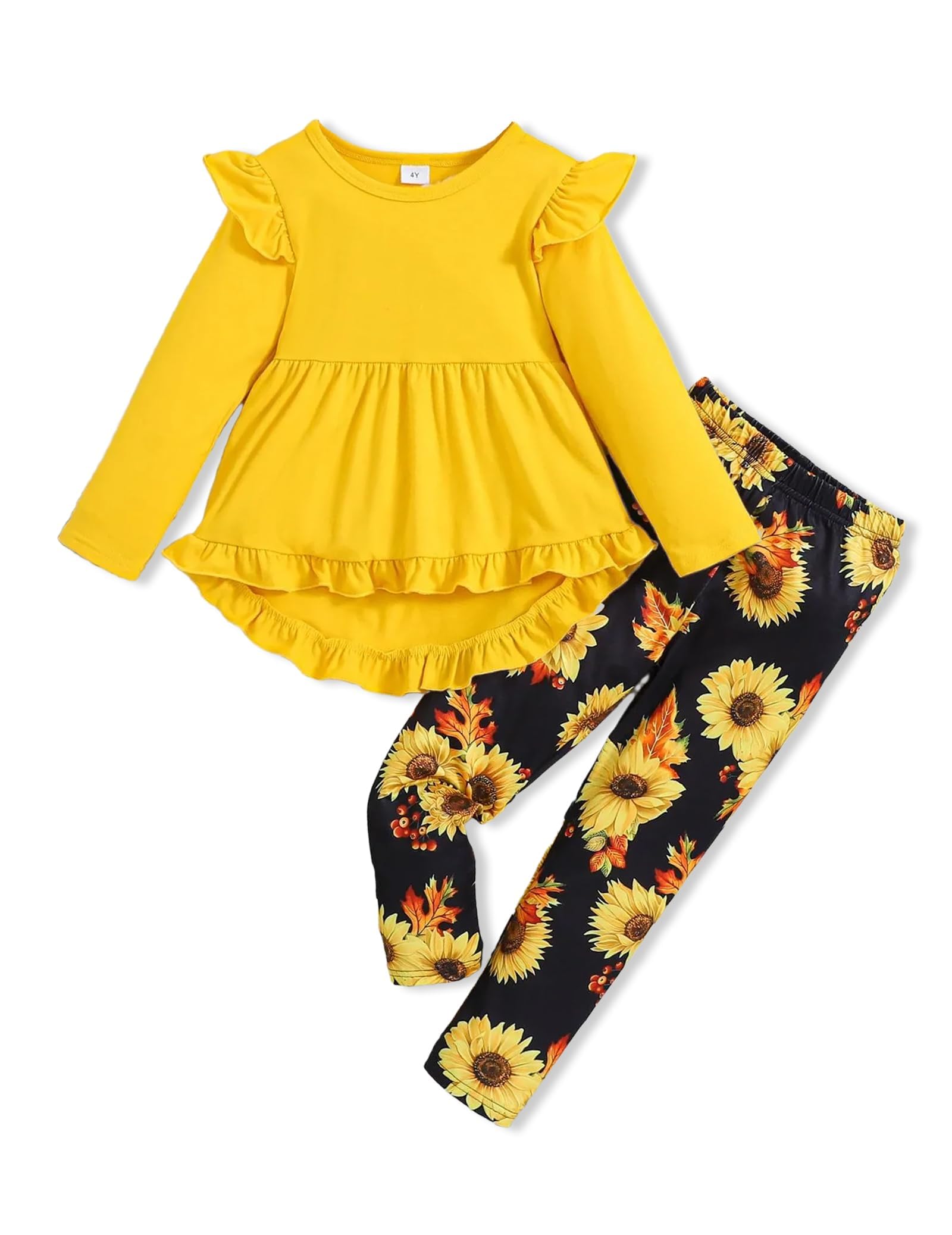 Doresbebe Toddler Girl Clothes Kid Fall Outfit Ruffle Sleeve Shirt Top Floral Pants Winter Clothing Set