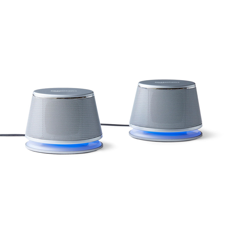 Amazon Basics Stereo 2.0 Speakers for PC or Laptop with Volume Control, 3.5mm Aux Input, USB-Powered, 1 Pair, Black
