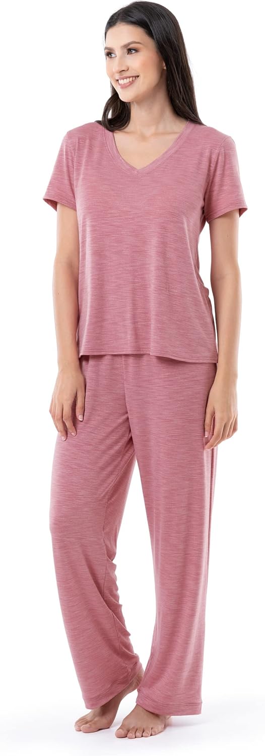Fruit of the Loom womens Short Sleeve Tee and Pant 2 Piece Sleep Set-79