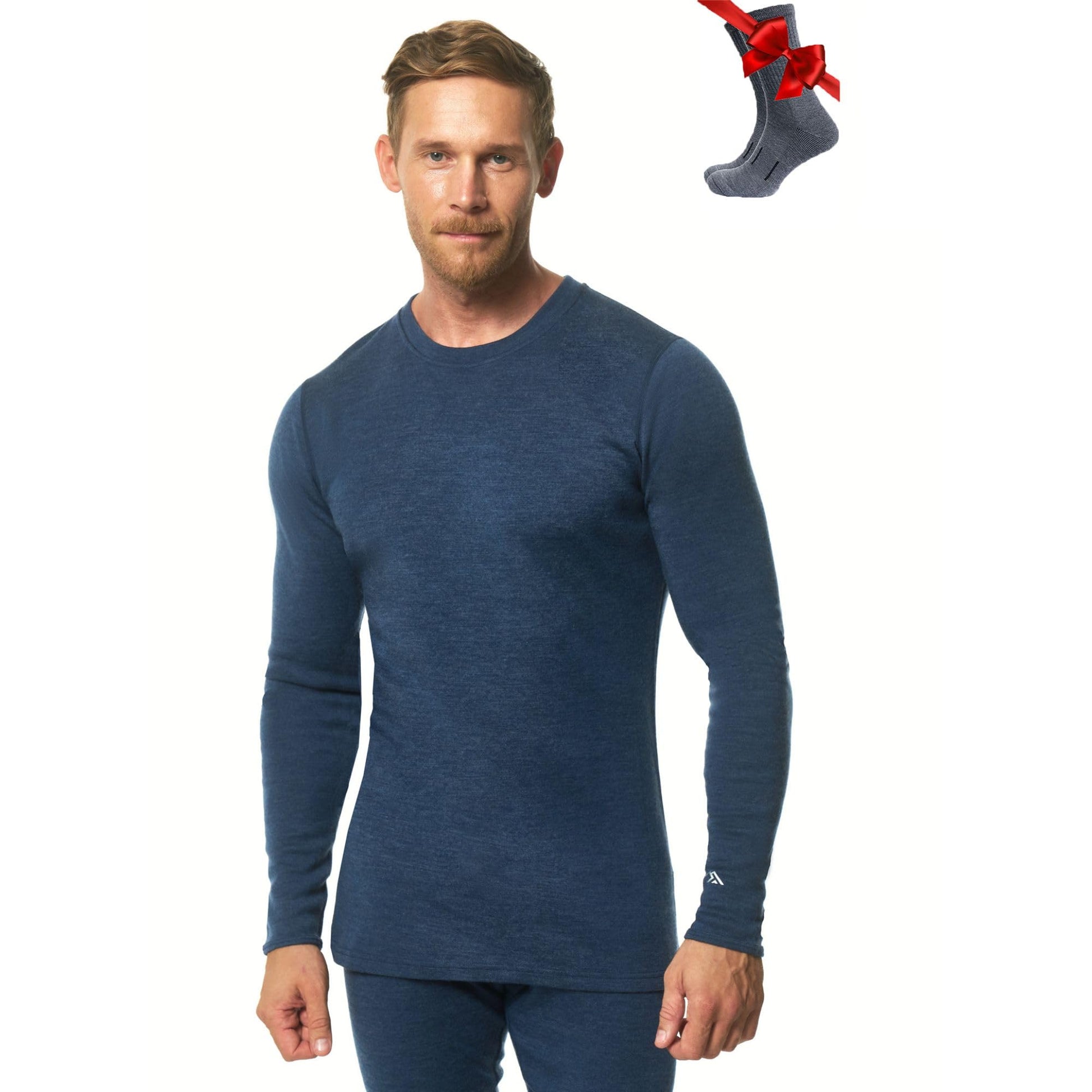 Merino.tech Merino Wool Base Layer - Mens 100% Merino Wool Long Sleeve Thermal Shirts Heavyweight, Midweight, Lite with Socks-87