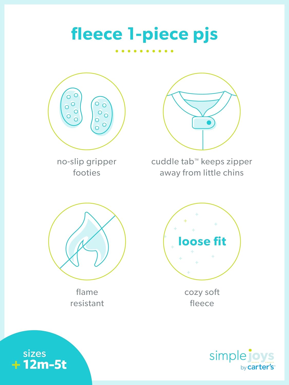 Simple Joys by Carter's baby-boys Loose-Fit Flame Resistant Fleece Footed Pajamas