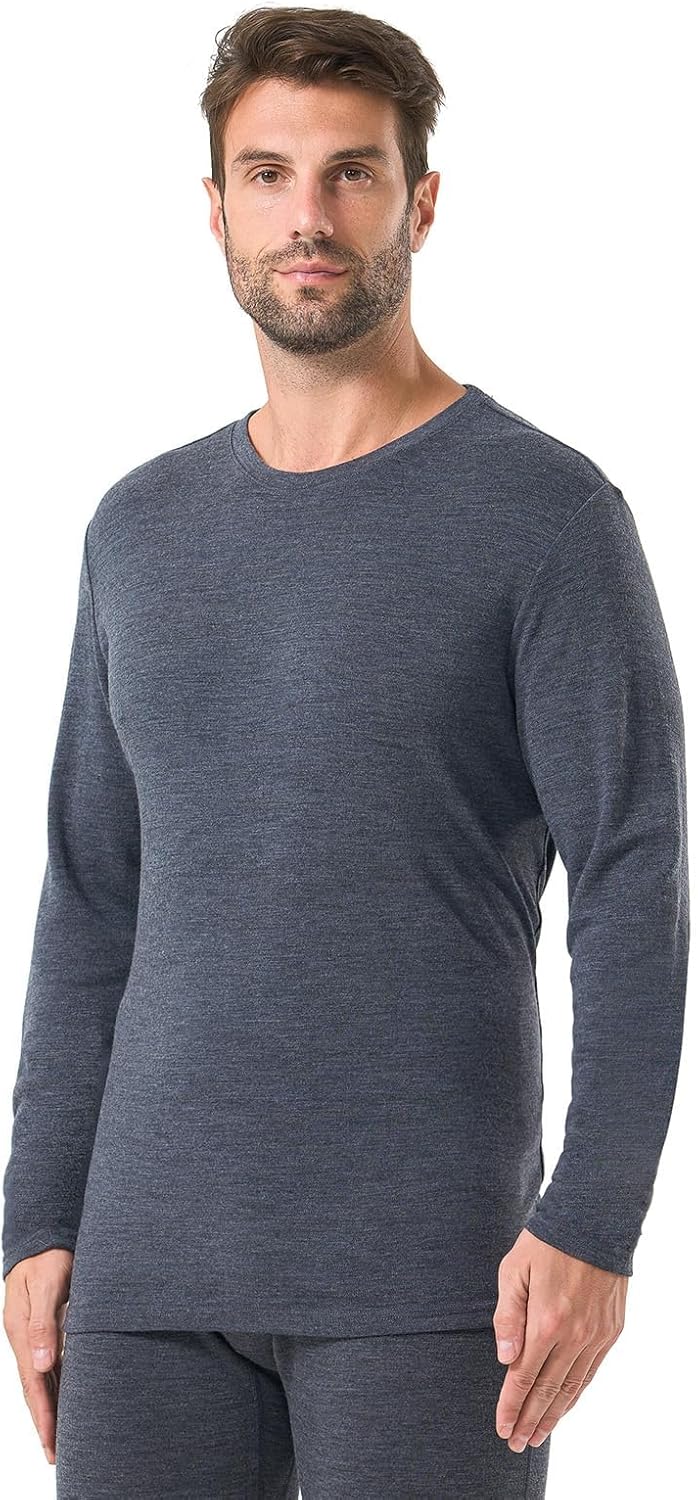 Merino Protect 100% Merino Wool Base Layer Mens Long Sleeve Shirts Soft Thermal Underwear for Hunting Hiking-5
