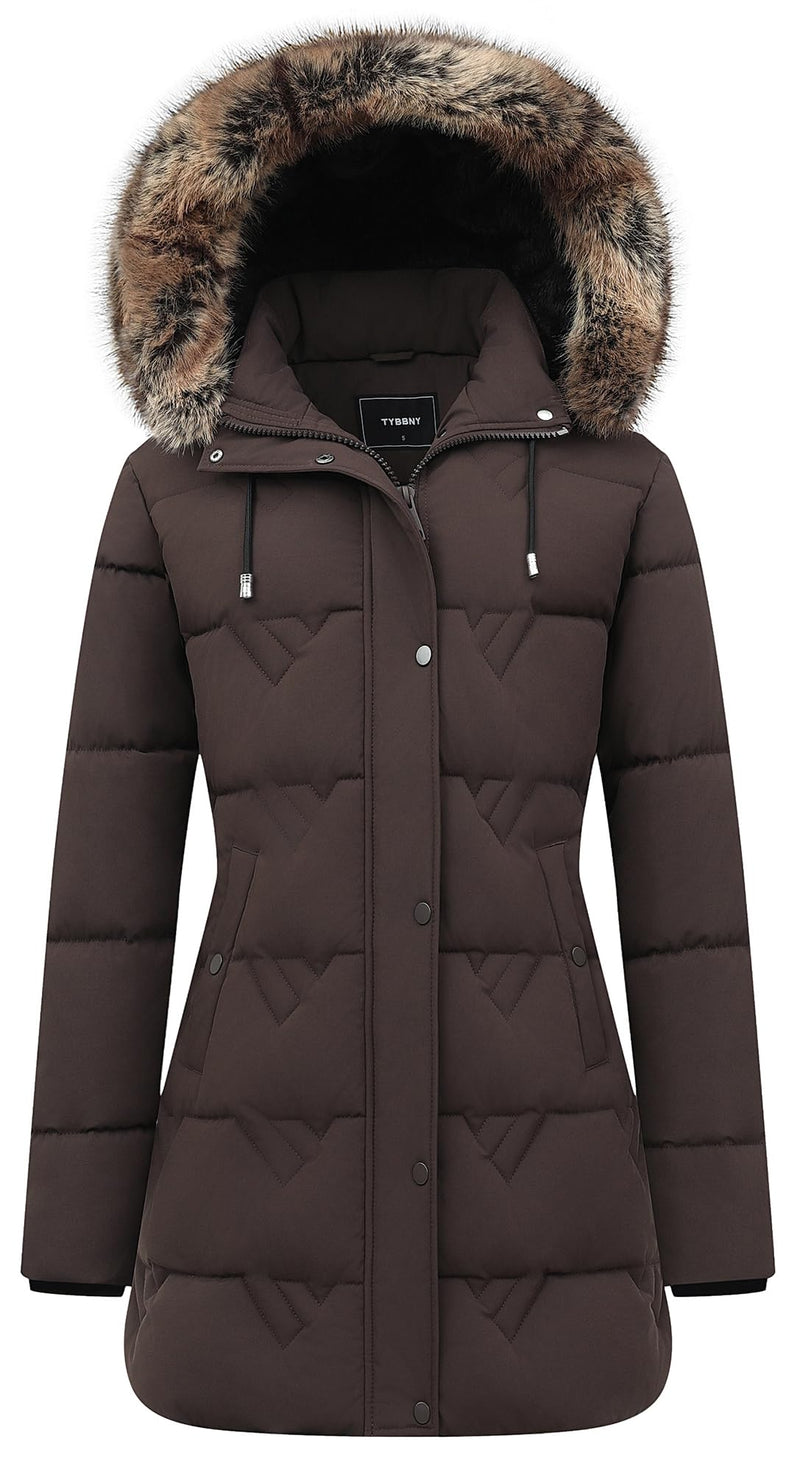 Women's Winter Coat Waterproof Long Insulated Parka with Detachable Hood-3