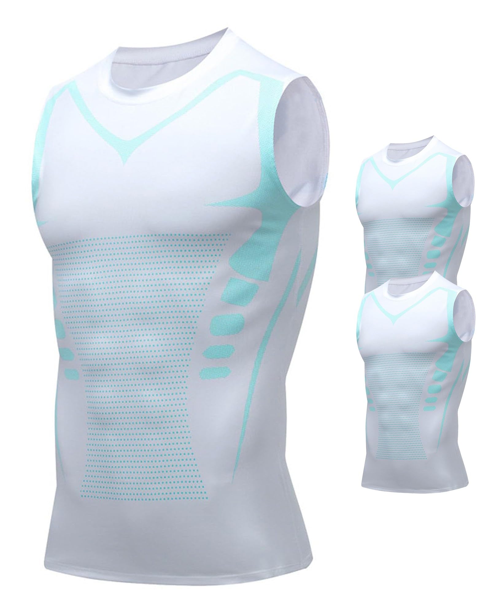Compression Shirt Men Slimming Body Shaper Vest Crewneck Workout Shirts Tummy Control Undershirts-36