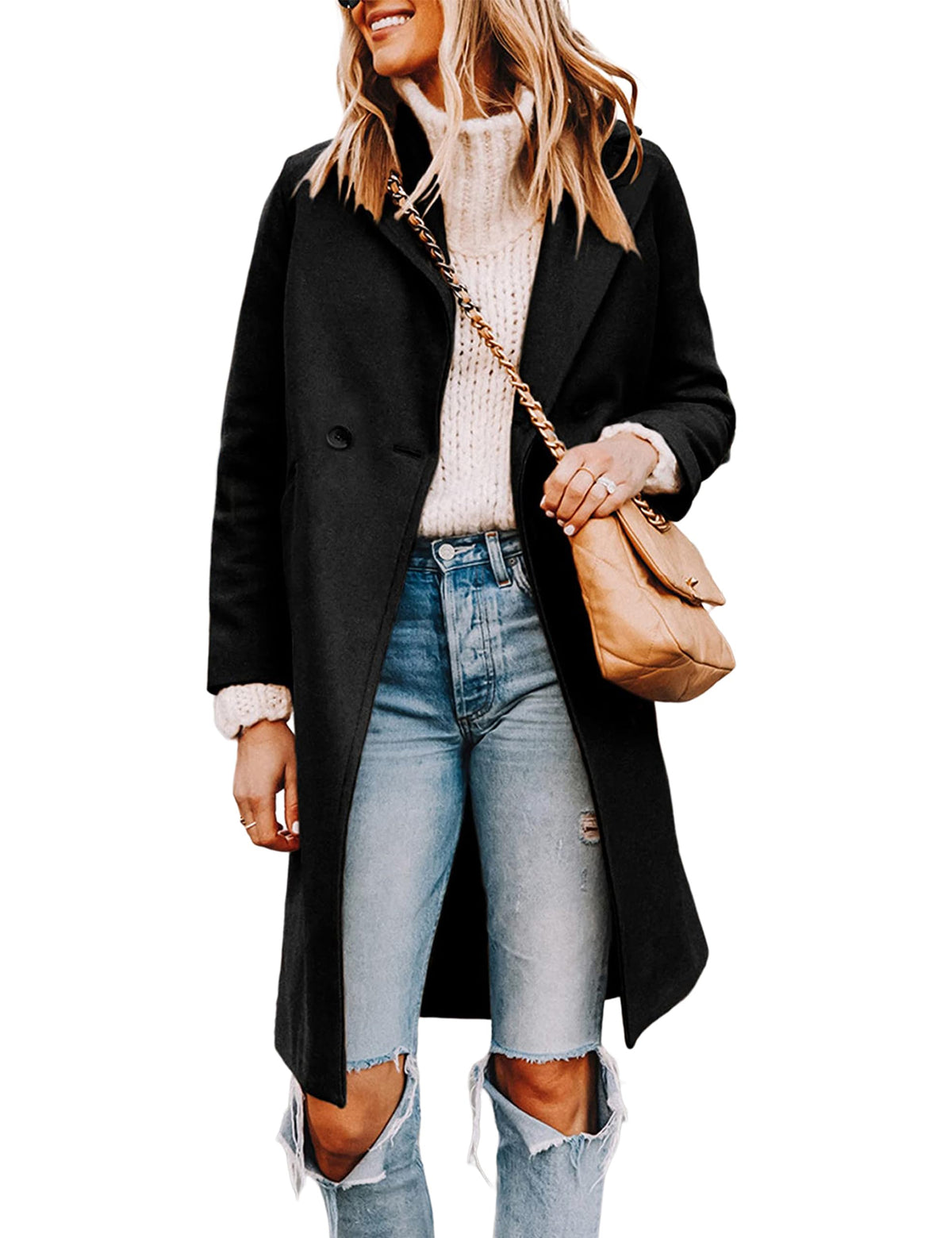 Tanming Women's Wool Pea Coats Long Trench Coats Jackets
