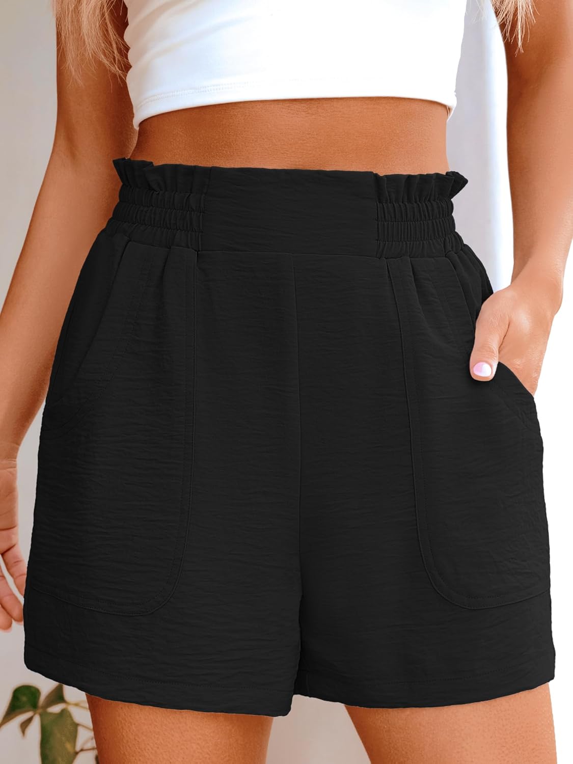 ANRABESS Shorts for Women Summer Casual Elastic High Waisted Wide Leg Cute Dressy Beach Shorts 2026 Vacation Beach Clothes