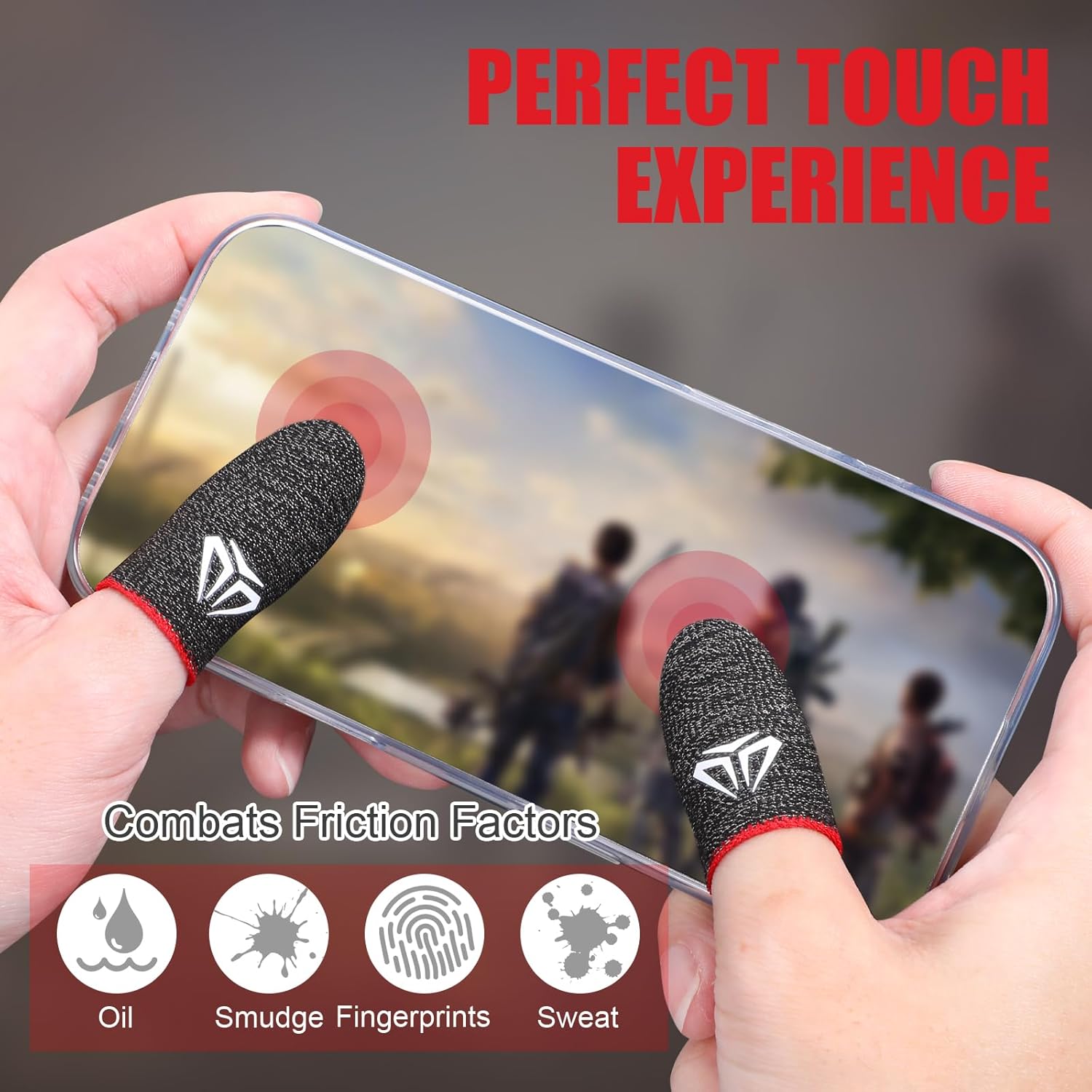6 Pieces Gaming Finger Sleeves Anti Sweat Gaming Thumb Sleeve Silver Fiber Thin Mobile Finger Protectors Smooth Feel Gamer Gloves Accessories for Most Touchscreen Devices Tablet Phone
