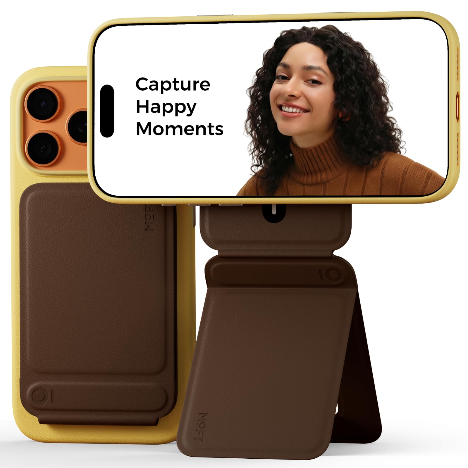 MOFT Phone Tripod Stand Selfie Stick for iPhone, Multi-Angles iPhone Stand, Lightweight & Portable Phone Holder, Strong Magnets, MOVAS Vegan Leather, Travel Essentials, Seafoam (Without Card Slot)