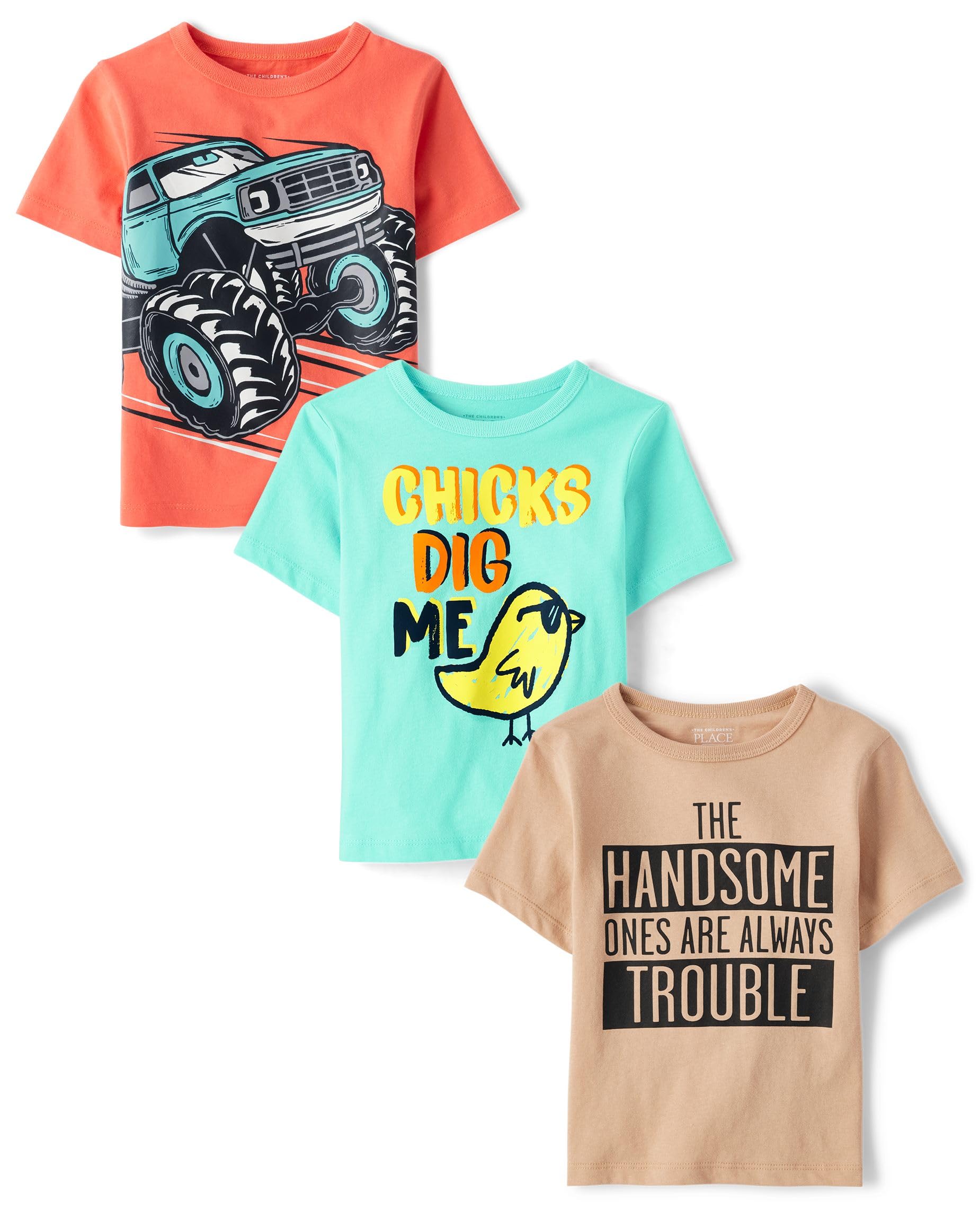 The Children's Place Baby Boys' Graphic T-Shirts (3-Pack)-44