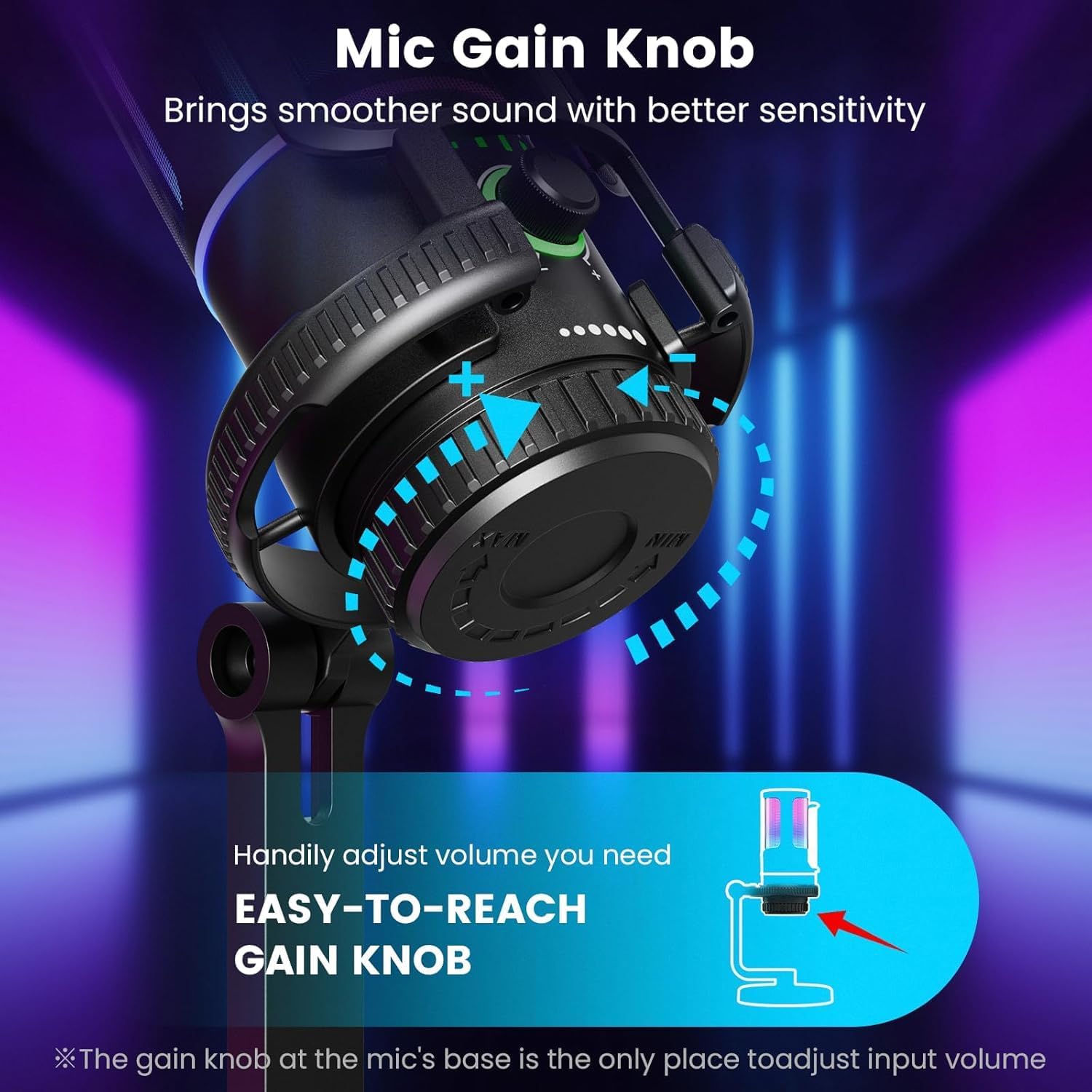 SINWE Gaming Microphone with Noise Cancelation & Gain Control- USB PC Mic for Streaming, Gaming, Podcasts, PC, PS4 -Includes Pop Filter, Shock Mount, Quick Mute & RGB Lighting
