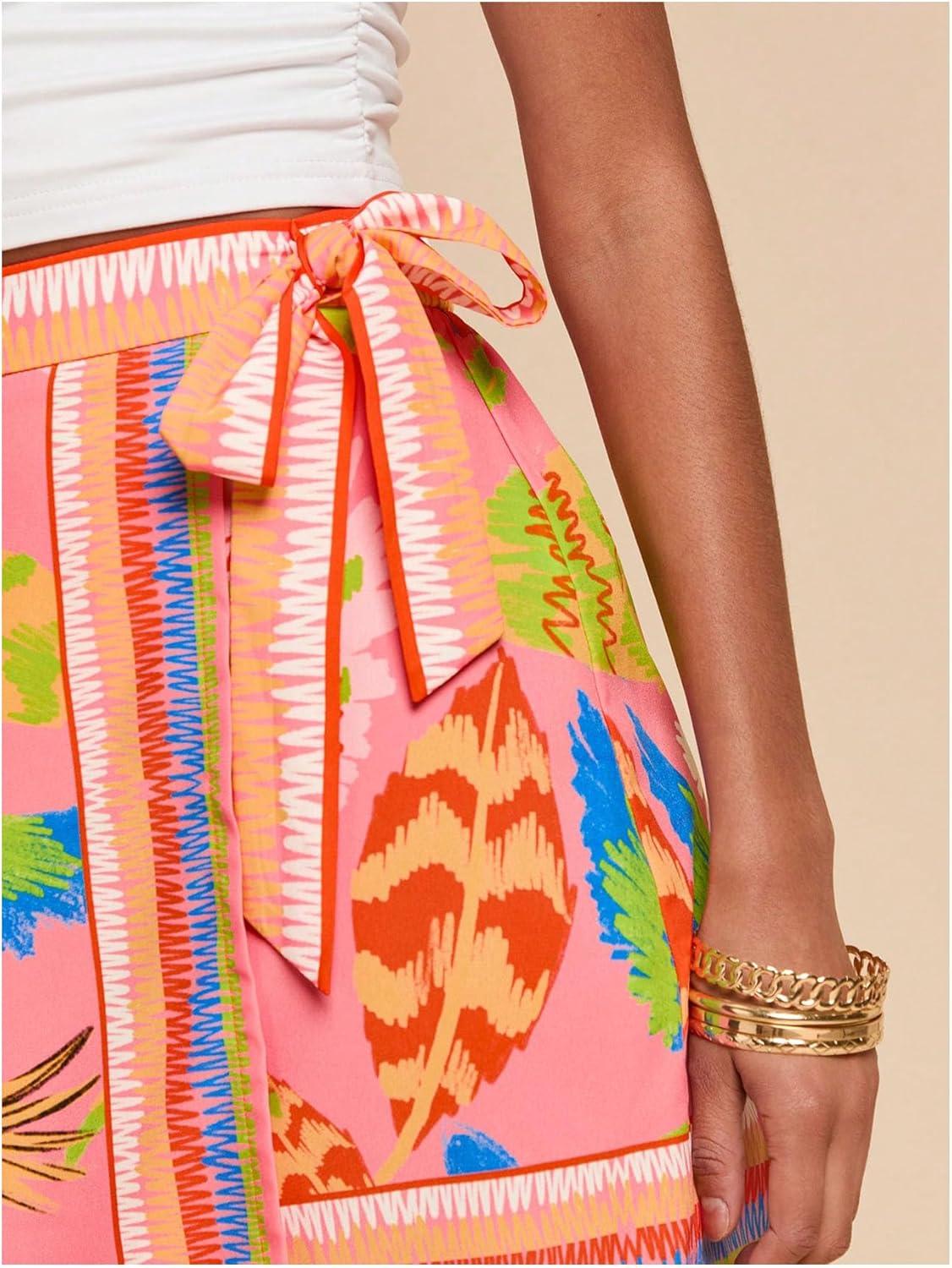 MAKEMECHIC Women's Summer Boho Wrap Mini Skirt Beach Vacation Short Skirts