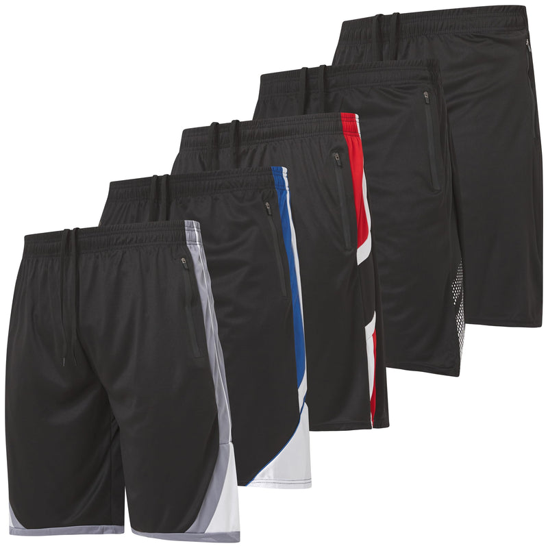 Ultra Performance Mens 5 Pack Athletic Running Shorts, Loose fit Basketball Gym Workout Shorts for Men with Zippered Pockets