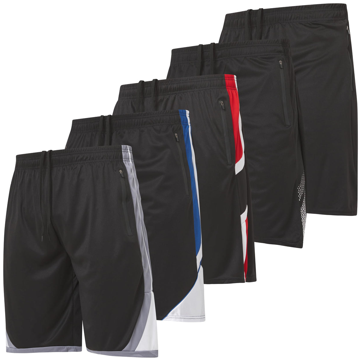 Ultra Performance Mens 5 Pack Athletic Running Shorts, Loose fit Basketball Gym Workout Shorts for Men with Zippered Pockets