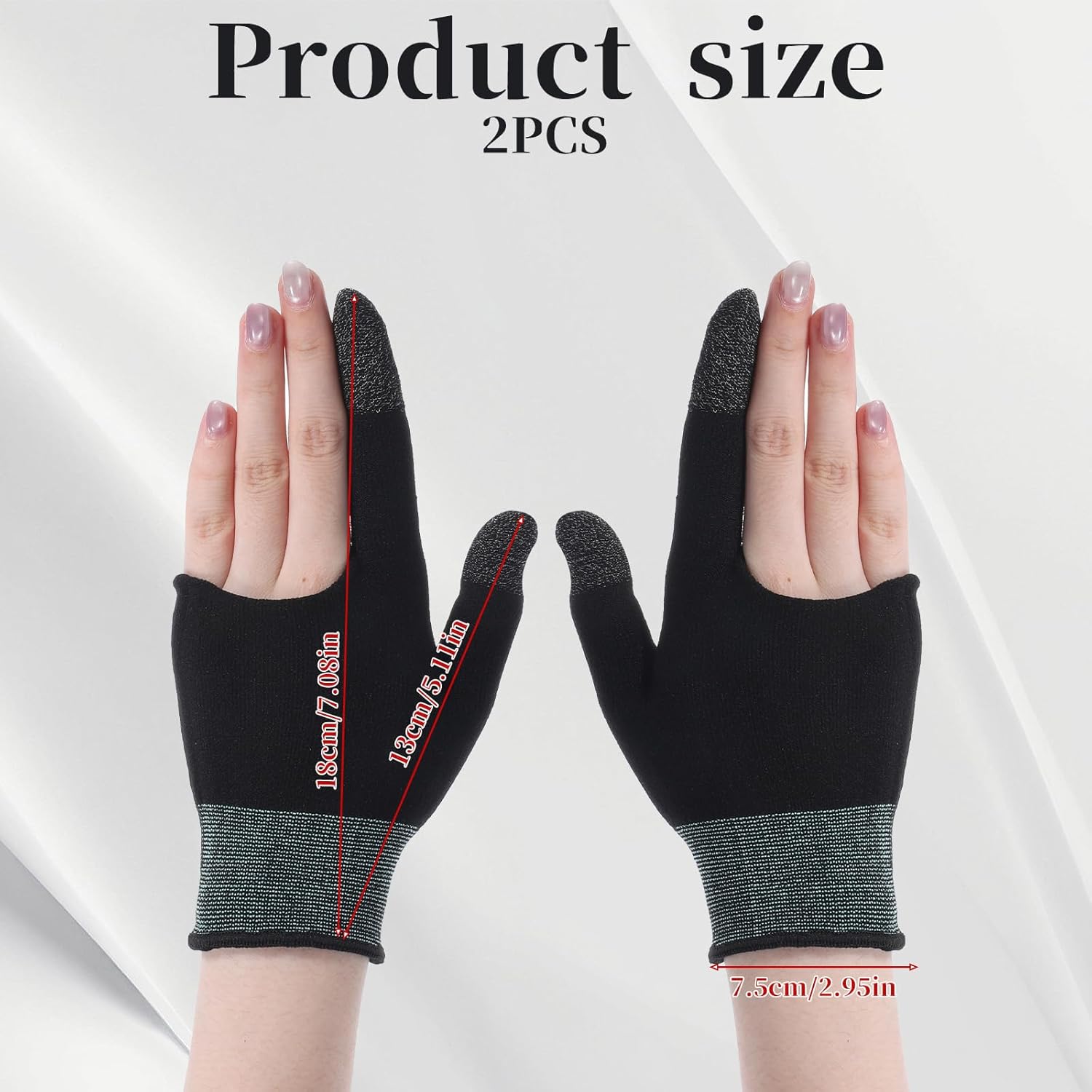 Ultra-Thin Mobile Gaming Gloves, Gaming Gloves for Sweaty Hands, Touchscreen Gaming Finger Sleeves for Phone Tablet Game Players Streamer (Black + Green)