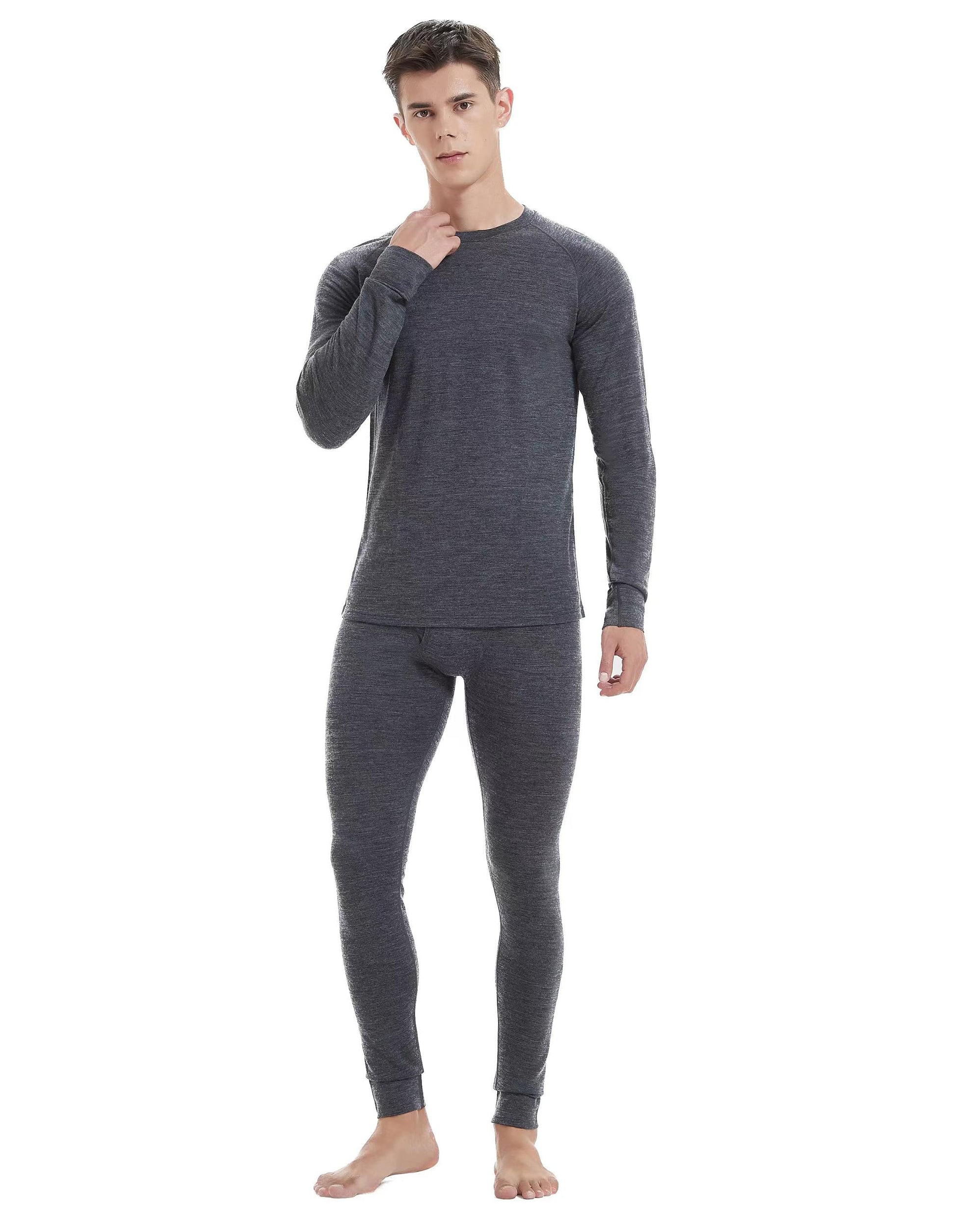 Iguana Mens 100% Merino Wool Base Layer Sets for Ski Lightweight Thermal Underwear-5