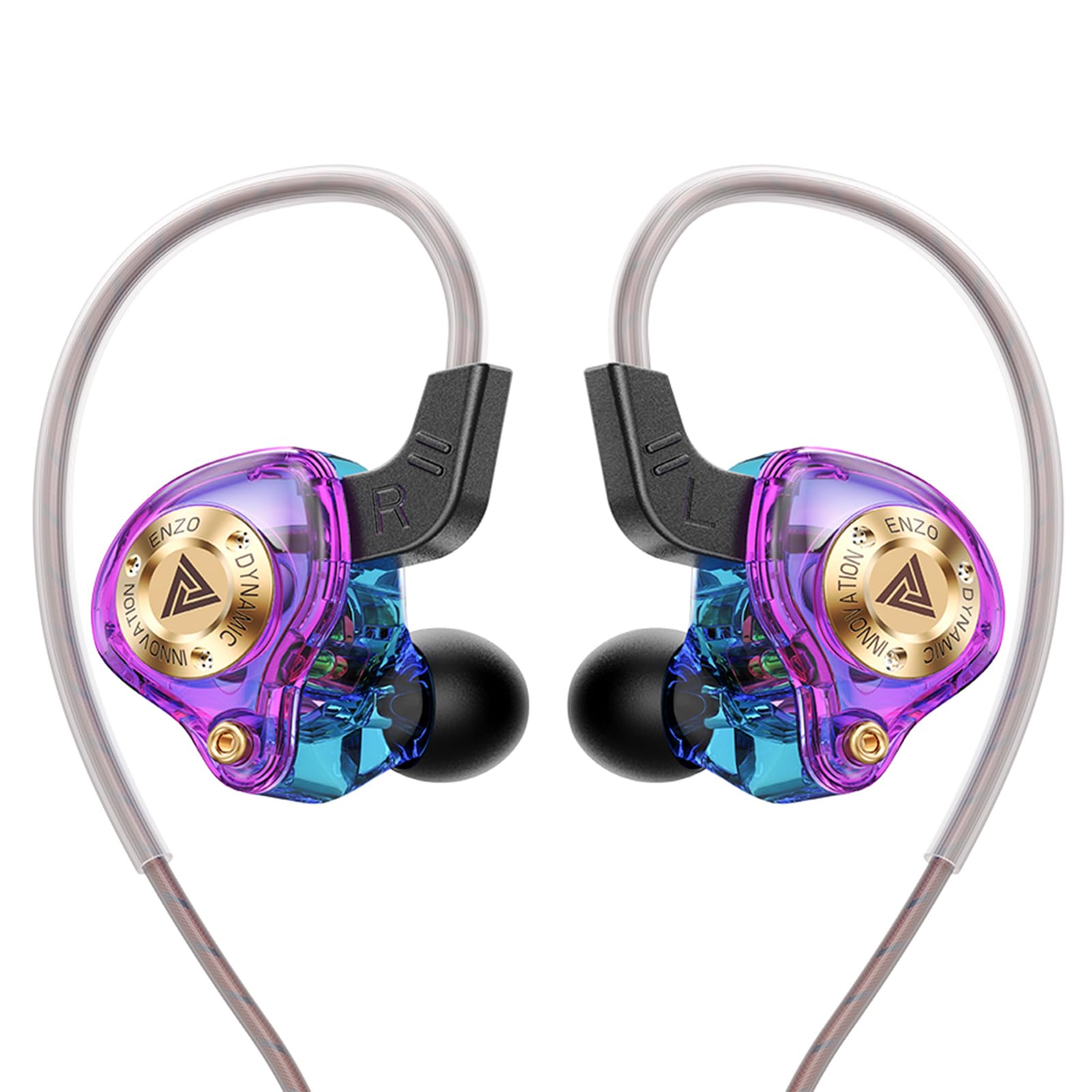 Wired Gaming Headphones IEM Earphones with 1DD，QKZ ENZO in Ear Monitor, HiFi Earbuds, Bass Sound with New 11mm Dynamic Driver for Video Music Gaming (White)