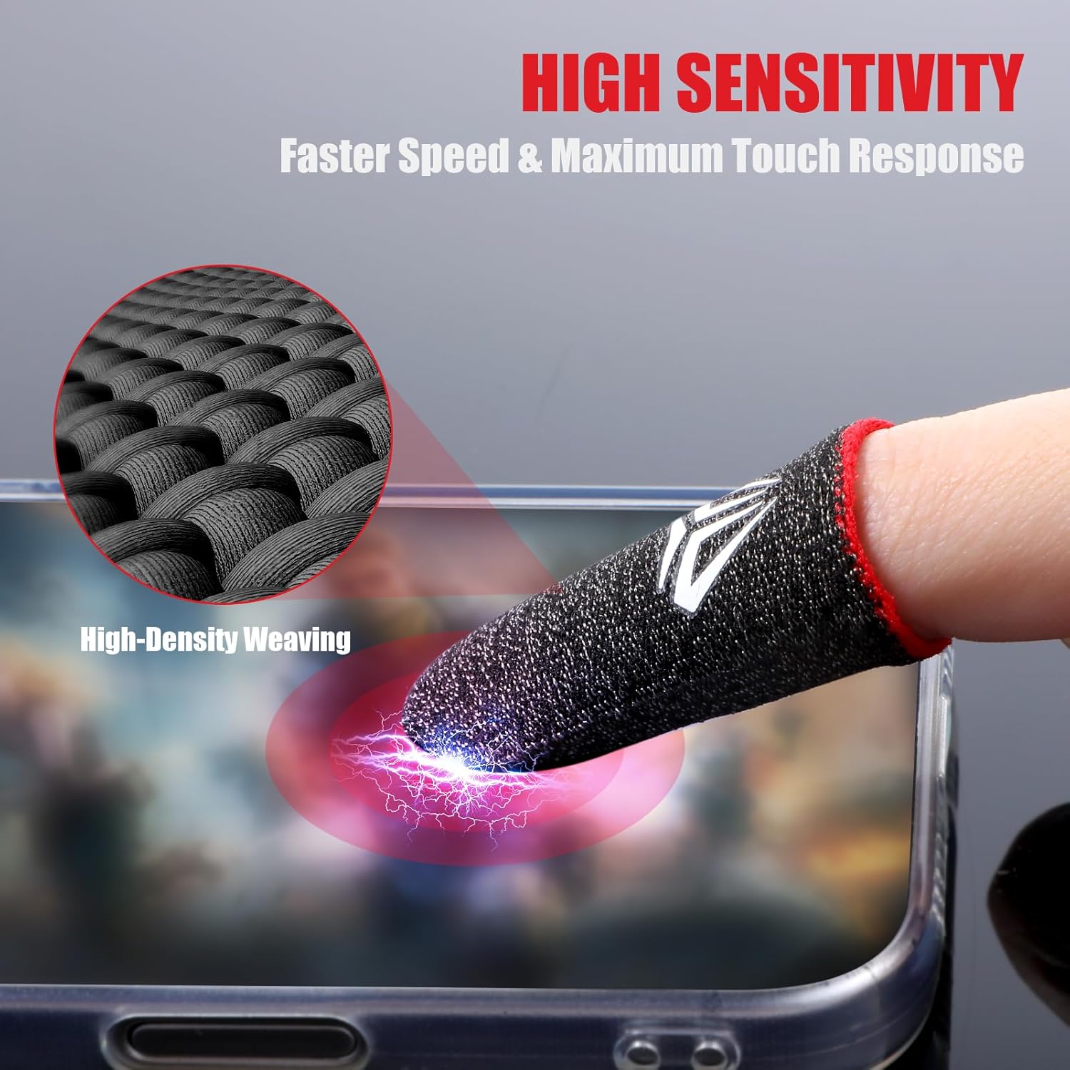 6 Pieces Gaming Finger Sleeves Anti Sweat Gaming Thumb Sleeve Silver Fiber Thin Mobile Finger Protectors Smooth Feel Gamer Gloves Accessories for Most Touchscreen Devices Tablet Phone