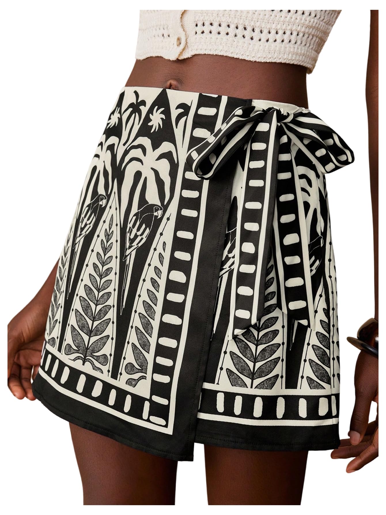 MAKEMECHIC Women's Summer Boho Wrap Mini Skirt Beach Vacation Short Skirts