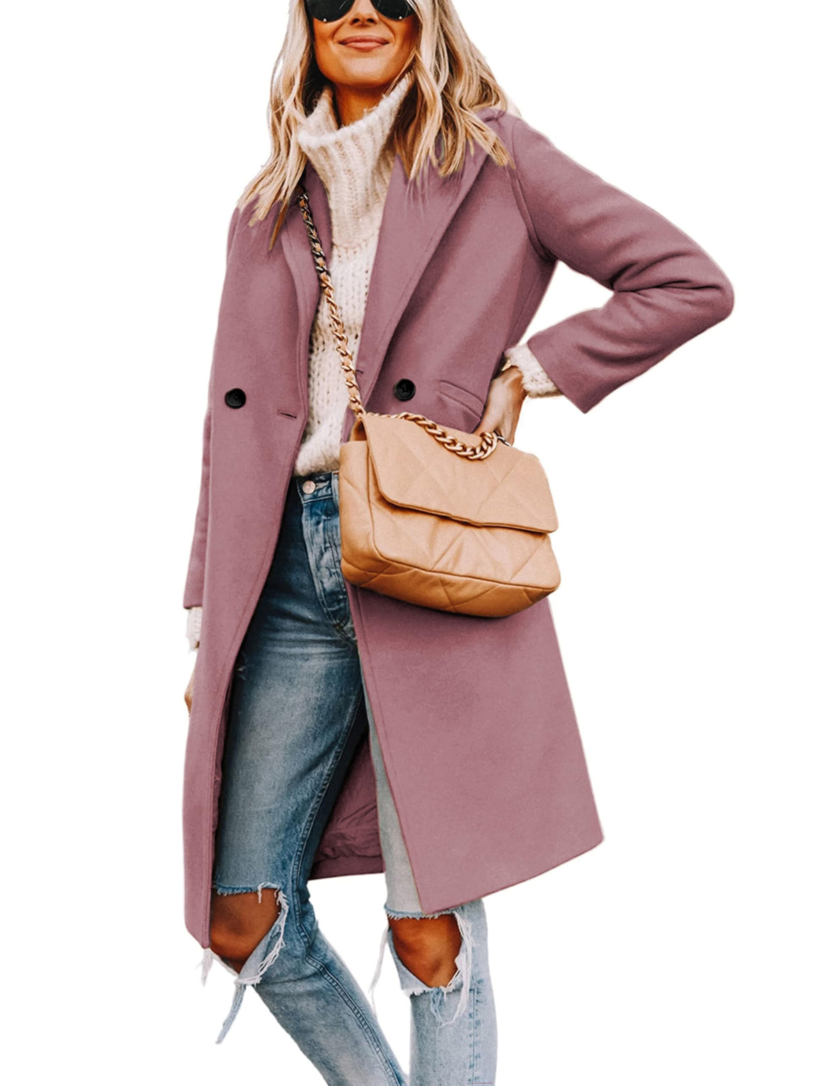 Tanming Women's Wool Pea Coats Long Trench Coats Jackets
