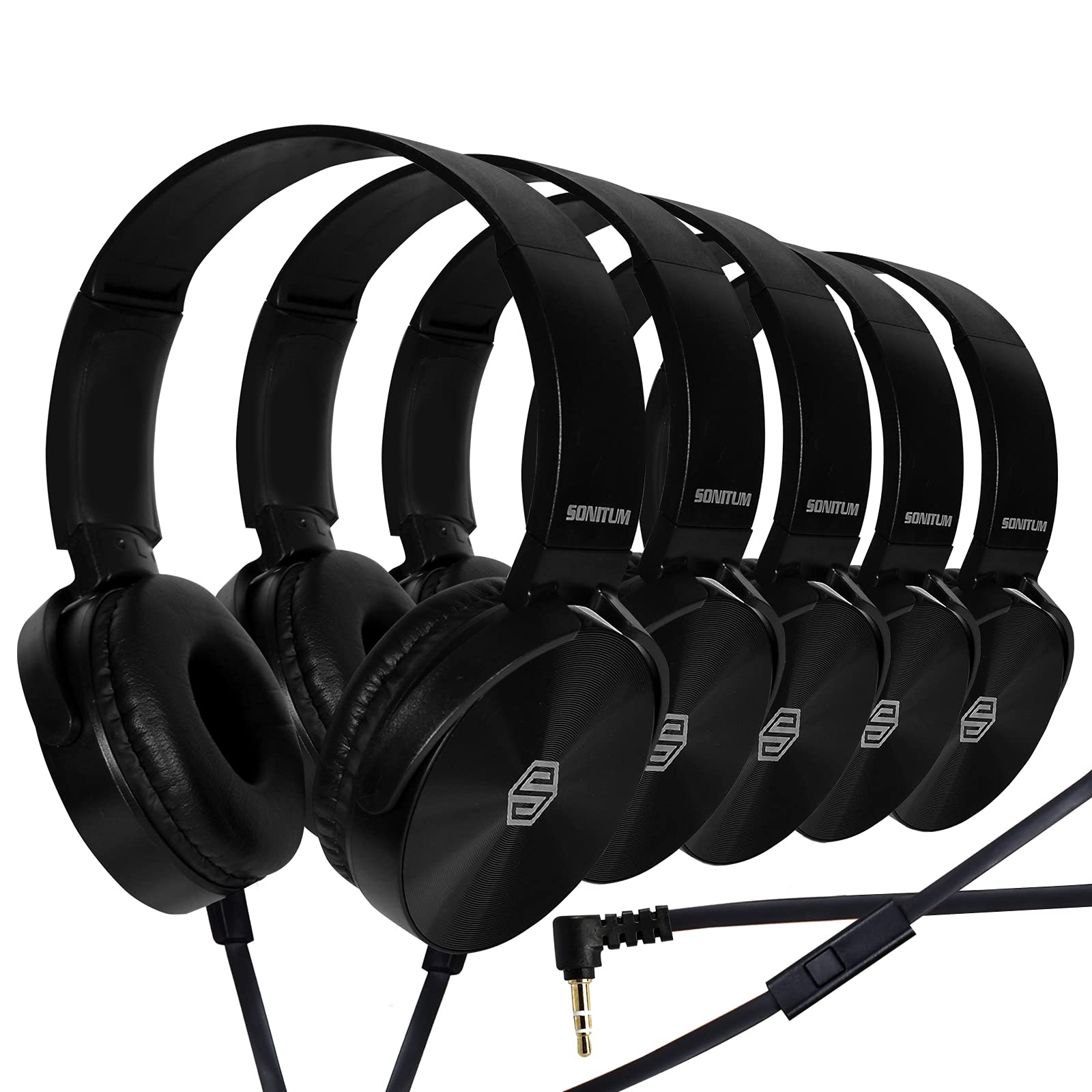 Premium Classroom Headphone with Microphone (5 Pack) - Kids Wired Earphones with Mic for School Students K-12 & Teachers, Soft Swivel On Ear Pads- Perfect for E-Learning, Meetings, Calls -(Colorful)