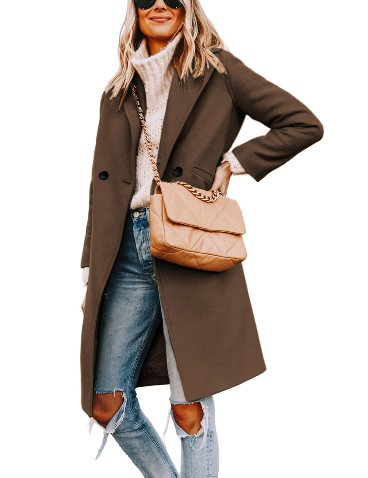 Tanming Women's Wool Pea Coats Long Trench Coats Jackets